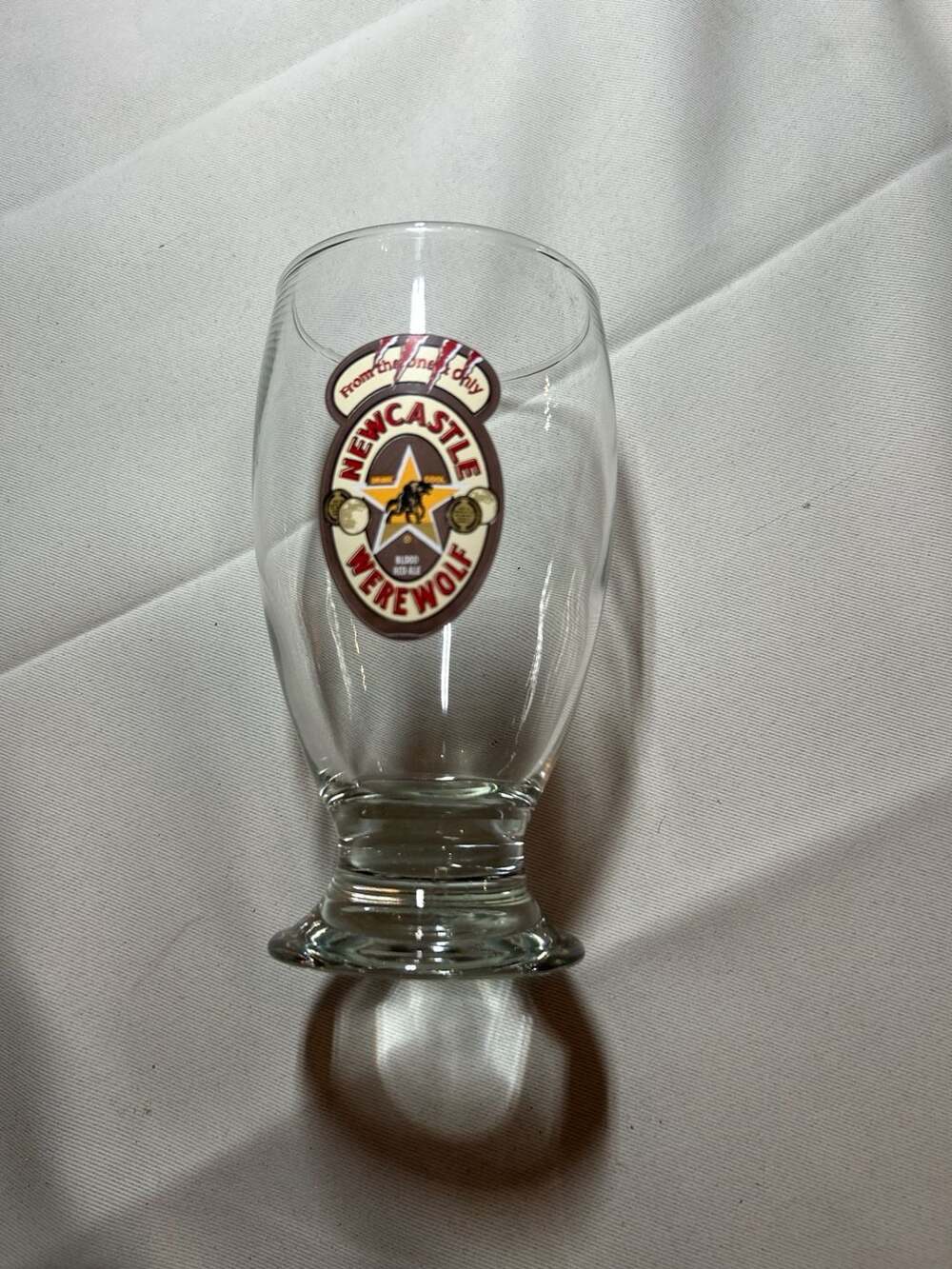 Newcastle Werewolf Blood Red Ale Footed Beer Glass